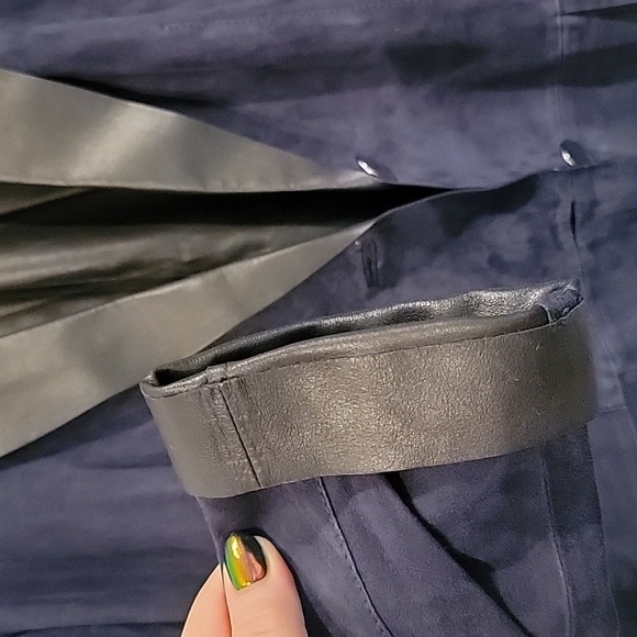 Layfette 148 Suede Leather Navy Blazer Jacket Size 8 - Picture 2 of 9